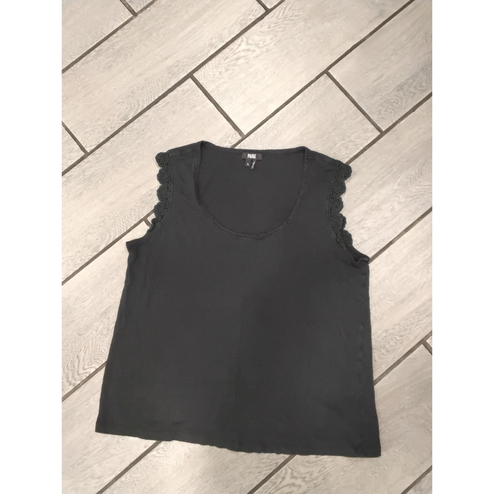 PAIGE Black Lace Trim Sleeveless Tank Top Women's XL